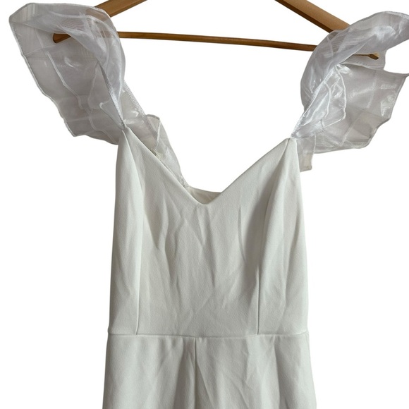 Lulu's Luxe Position White Ruffled Wide-Leg Jumpsuit Size XS NWT - Picture 7 of 17